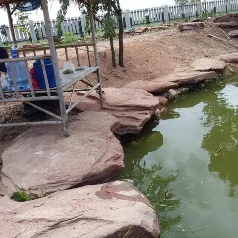 บ่อปลาจัดหินริมบ่อ โคราช